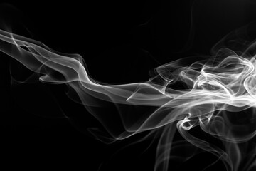 White smoke movement abstract on black background