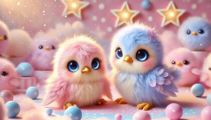 Obraz premium Two baby birds