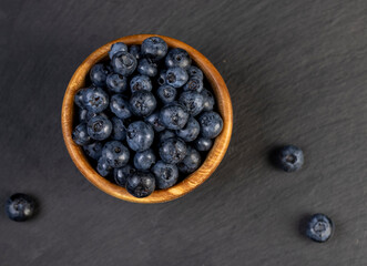 sprinkled with white sweet sugar juicy blueberry berries