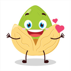 cute fall in love expression of pistachio character