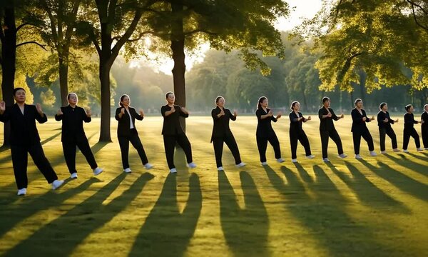 Tai chi class in the park.