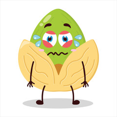cute upset expression of pistachio character