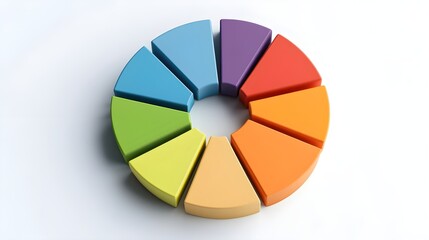Obraz premium 3D Colorful Donut Chart Representing Percentages