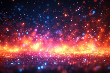 Fototapeta premium Abstract background with a fiery glow and sparkling dust particles.
