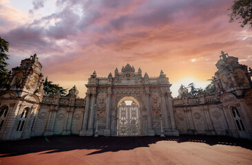 Main gate of Dolmabahce sarayi palace in Besiktas Istanbul.