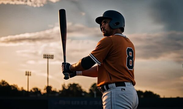 Baseball player with baseball bat.