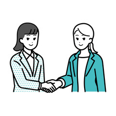 Fototapeta premium Illustration of a woman shaking hands with a business person.