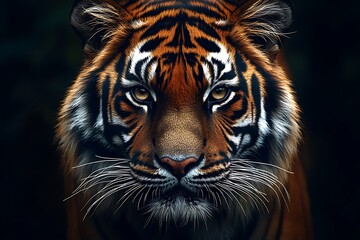 Fototapeta premium Close-up of a majestic tiger with intense gaze.