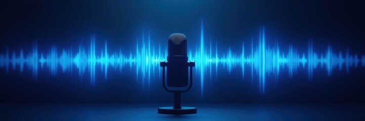 A striking digital illustration featuring a microphone with sound waves, perfect for podcasting, audio production, or media-related projects.