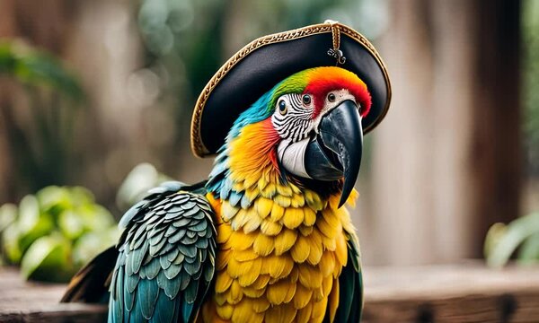 Pirate parrot with pirate patch.
