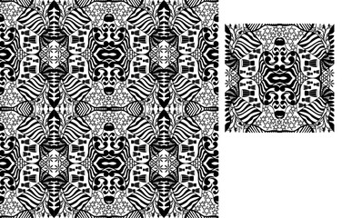 Serengeti Tangle, Black and White, Seamless Vector Repeating Pattern Tile Design
