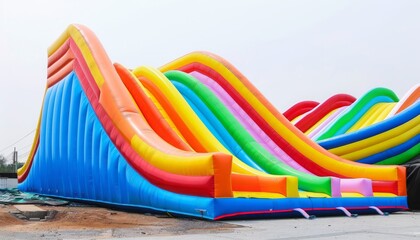 Vibrant Rainbow Wave: The Ultimate Inflatable Rubber Slider