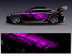 Car wrap design vector. Graphic abstract stripe racing background designs for vehicle, rally, race, adventure and car racing livery