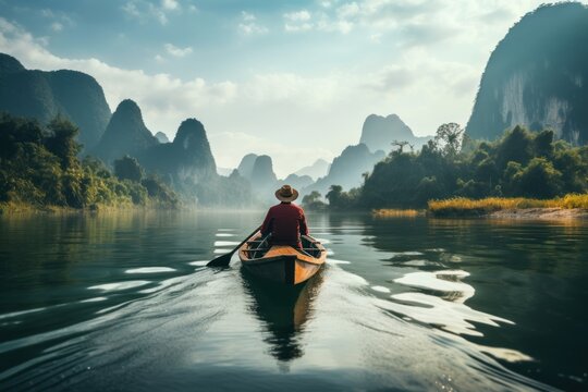 Couple rowing canue adventure canoeing vehicle.