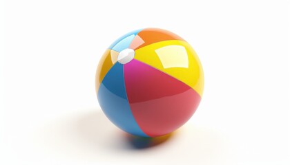 Obraz premium Vibrant Beach Ball Pops Against White Background - AR 7:4