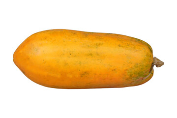 Single whole ripe papaya isolated transparent