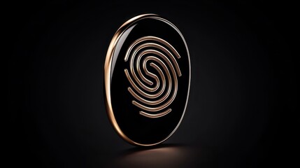 Fingerprint Icon, Gold Rim