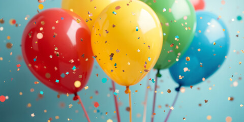 Colorful Balloons and Confetti Celebration Background HD