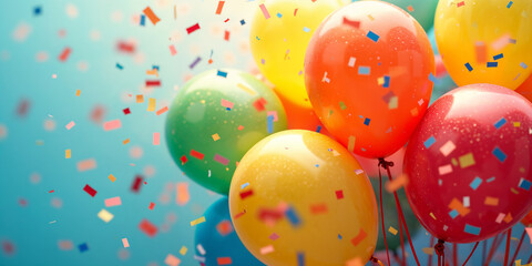 Colorful Balloons and Confetti Celebration Background HD