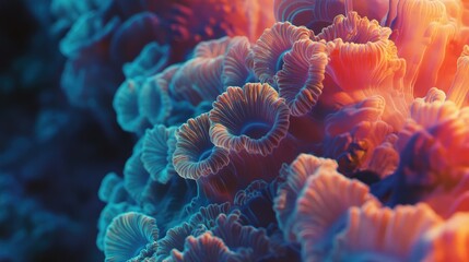 Obraz premium Close-up shot of coral reefs in high definition, capturing the vivid colors and intricate details of marine ecosystems