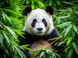 Obraz premium Aerial Portrait of a Panda in Its Natural Habitat - Stunning Wildlife Photography