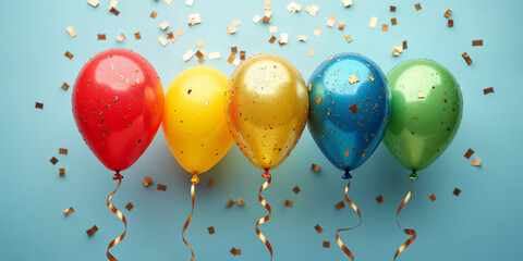 Colorful Balloons and Confetti Celebration Background HD