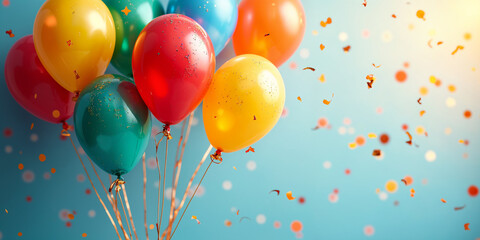 Colorful Balloons and Confetti Celebration Background HD