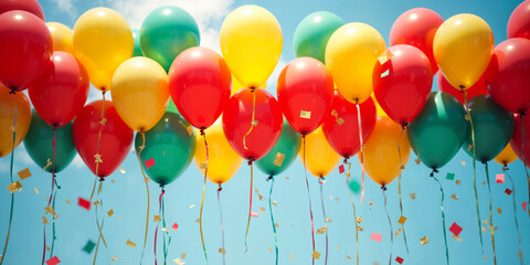 Colorful Balloons and Confetti Celebration Background HD