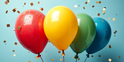 Colorful Balloons and Confetti Celebration Background HD