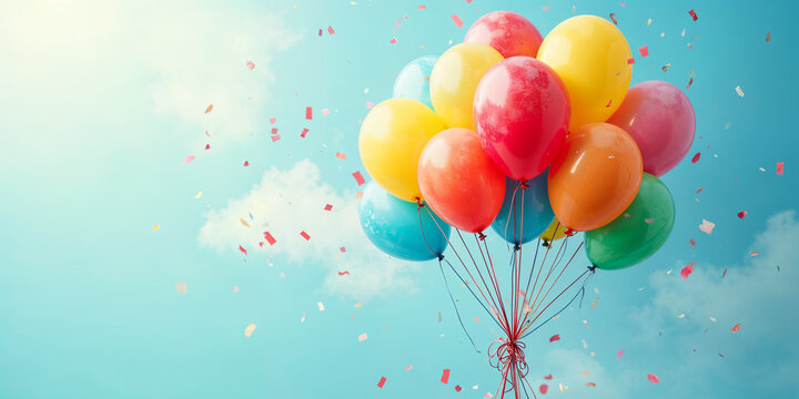 Colorful Balloons and Confetti Celebration Background HD