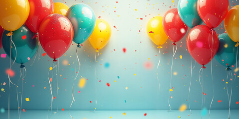 Colorful Balloons and Confetti Celebration Background HD