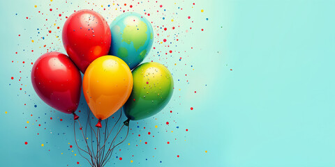Colorful Balloons and Confetti Celebration Background HD