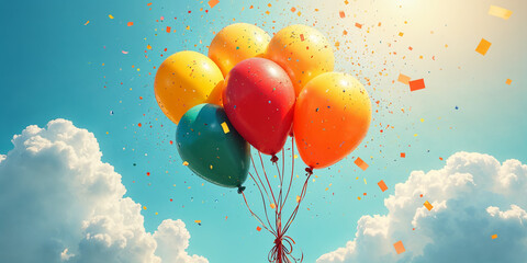 Colorful Balloons and Confetti Celebration Background HD