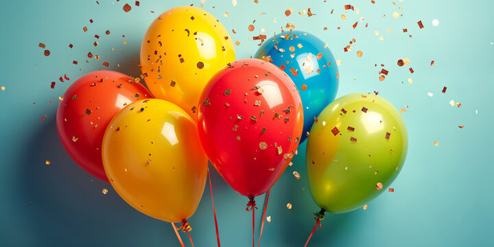 Colorful Balloons and Confetti Celebration Background HD