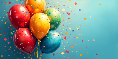 Colorful Balloons and Confetti Celebration Background HD
