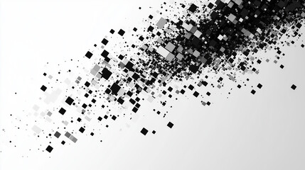 Fototapeta premium Angular Black Pixel Dissipation Over White Gradient Background
