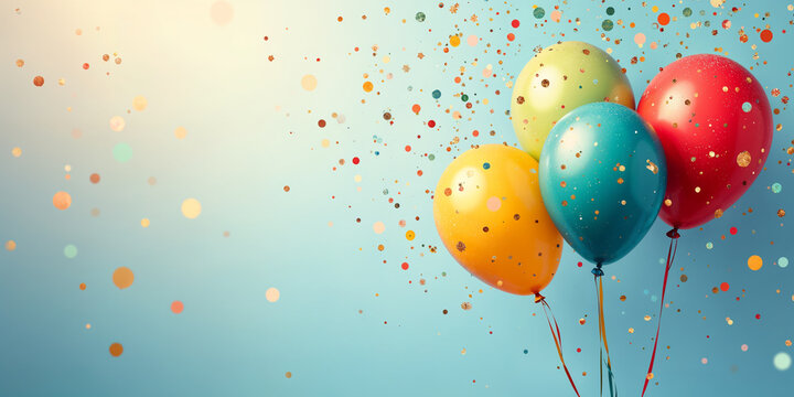 Colorful Balloons and Confetti Celebration Background HD