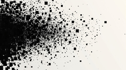 Abstract Explosion Of Black Squares In A White Background