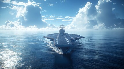 Obraz premium Majestic Aircraft Carrier on Calm Ocean Water
