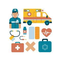 Vector Icon Set of Emergency Medical Symbols