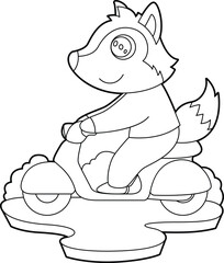 Wolf Scooter Animal Vector Graphic Art Illustration