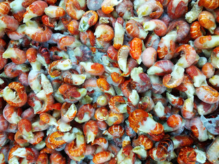 Iced lobster tails sold in supermarkets.