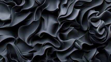 Obraz premium Abstract black fabric waves create a mesmerizing, fluid texture, AI
