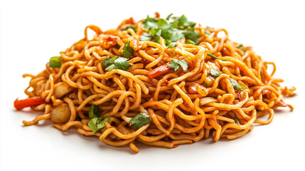 Spicy Potato Noodles isolated on white background