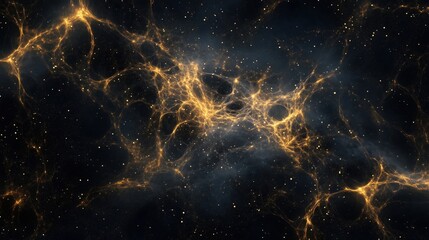 Cosmic web structure, dark background, glowing filaments, starry space