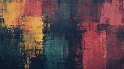 Obraz premium Abstract Canvas Painting with Red, Yellow, Blue, and Black Brushstrokes