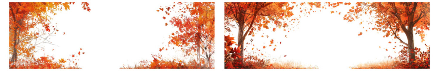 beautiful autumn landscape featuring vibrant orange and yellow foliage, creating warm and inviting atmosphere. scene captures essence of fall.  isolated cut out PNG on transparent