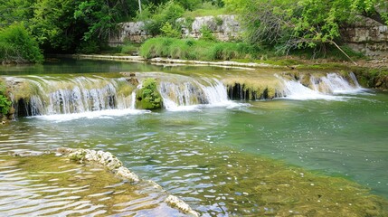 National Clear Waterfall Scenery - a majestic and refreshing visual. The national clear waterfall scenery presents a stunning and awe-inspiring natural scene, with the cascading waters creating a beau