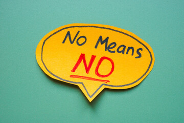 Speech bubble saying no means no symbolizing consent and assertiveness.