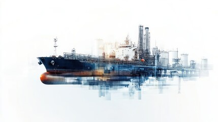 Fototapeta premium Ship and Industrial Facility Abstract